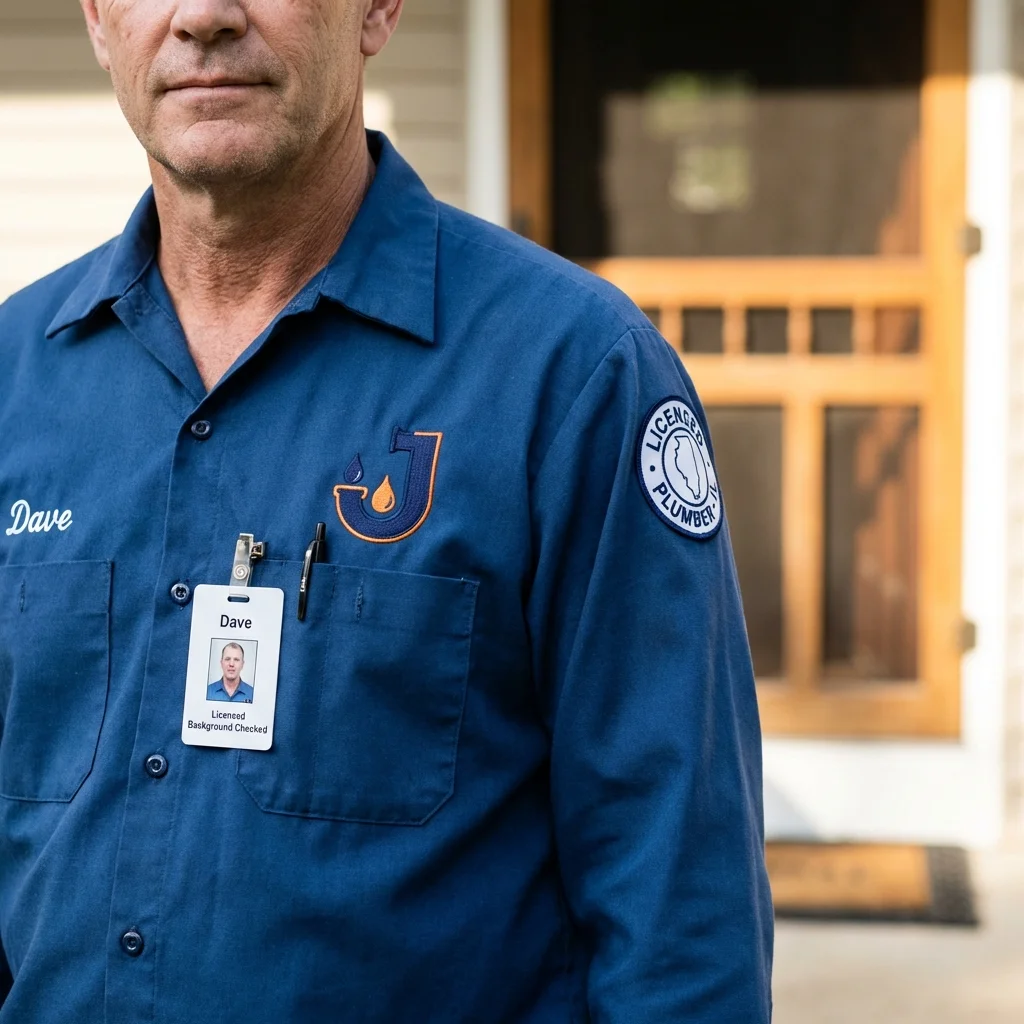 Licensed plumber showing ID badge in Clarendon Hills, IL