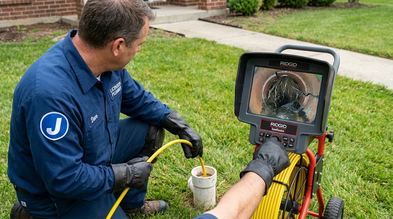 Sewer camera inspection being performed by Johns Plumbing LLC in Clarendon Hills